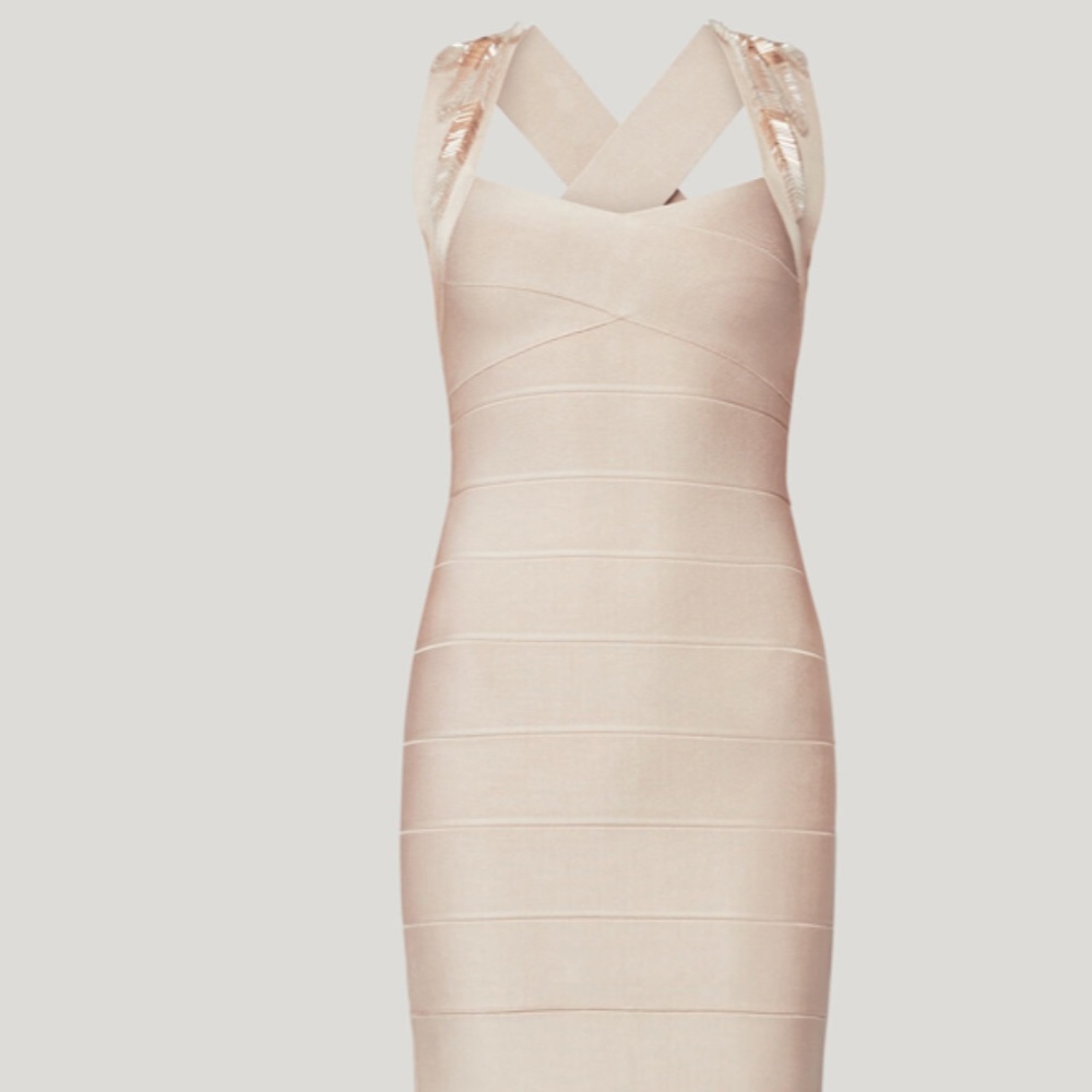 Herve Leger nude bandage dress size S